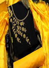 Black & Yellow Festive Wear Cotton South Slub Dress Material 270